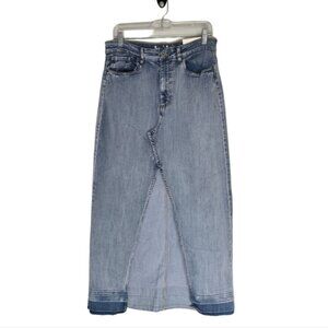 NWT Jeanology Long Maxi Slit Faded Denim Sexy Skirt Size L Spring Stretch Boho